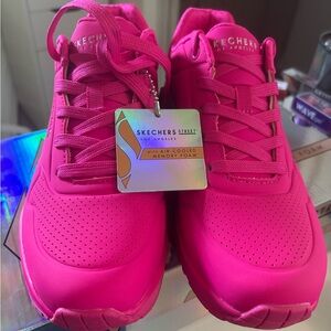 Skechers Neon Pink Platform Athletic Sneakers